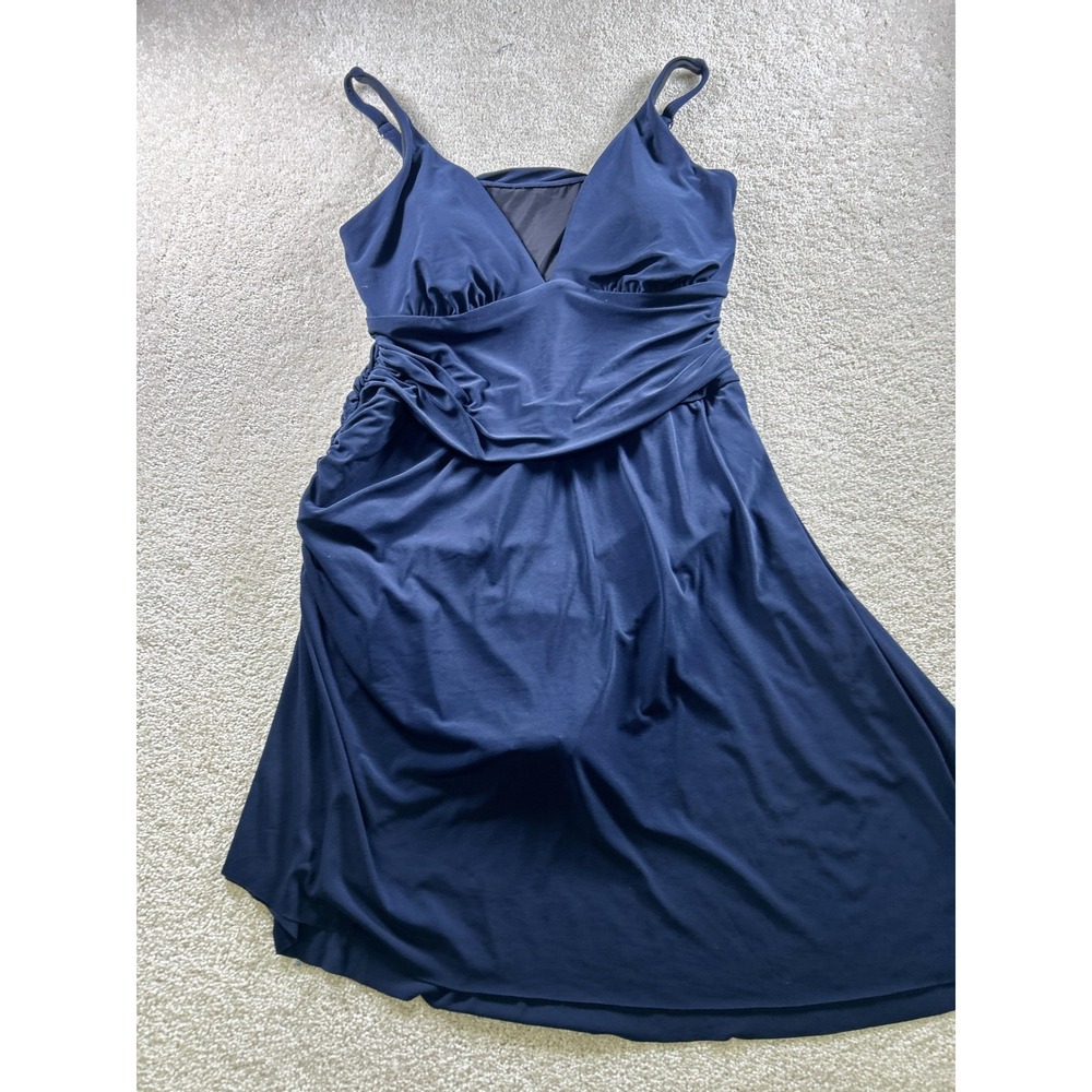 Magicsuit Swim Dress Womens‎ 18 Navy Ruched One Piece Tummy Control Shaping Mesh
